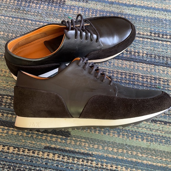 JAK Leather Black Sneakers size 8.5 Men Brand New - Picture 1 of 7
